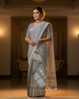 Handcrafted Kesapat Cotton Sador Mekhela with unstitched Blouse piece
