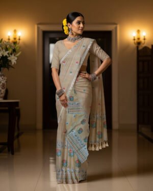 MMD Kesapat Cotton Sador Mekhela with unstitched Blouse piece