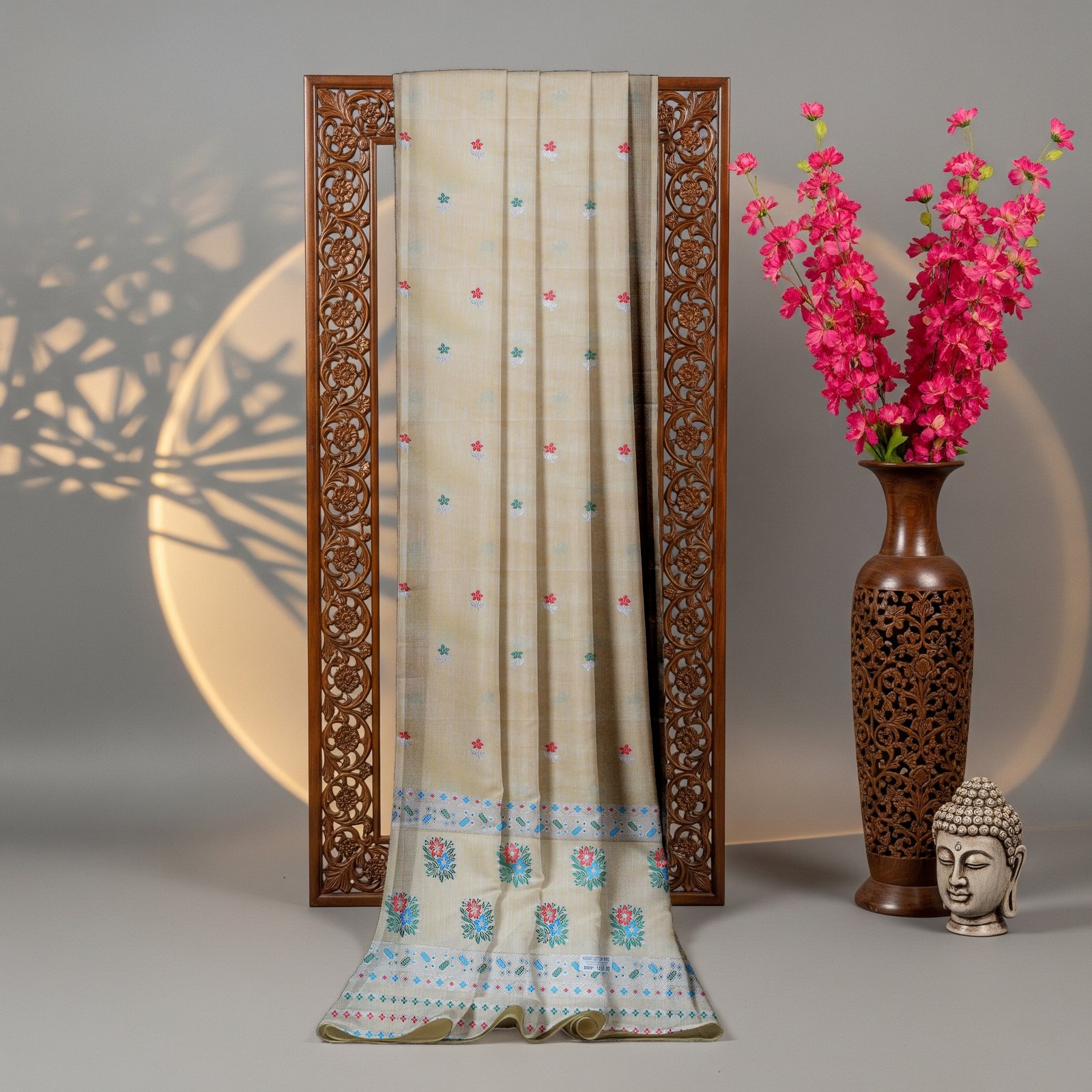 MMD Kesapat Cotton Sador Mekhela with unstitched Blouse piece - Image 2