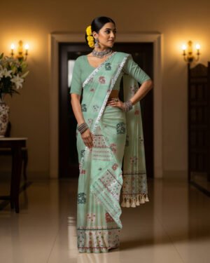 MMD Kesapat Cotton Sador Mekhela with unstitched Blouse piece