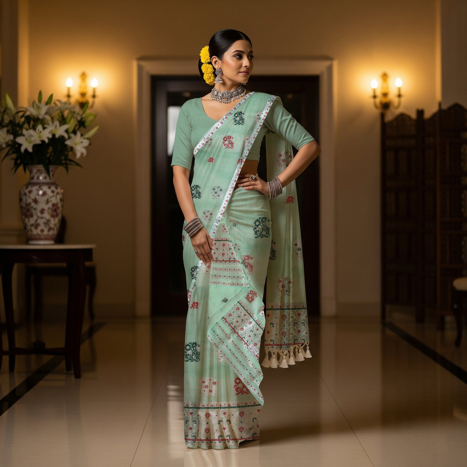 MMD Kesapat Cotton Sador Mekhela with unstitched Blouse piece