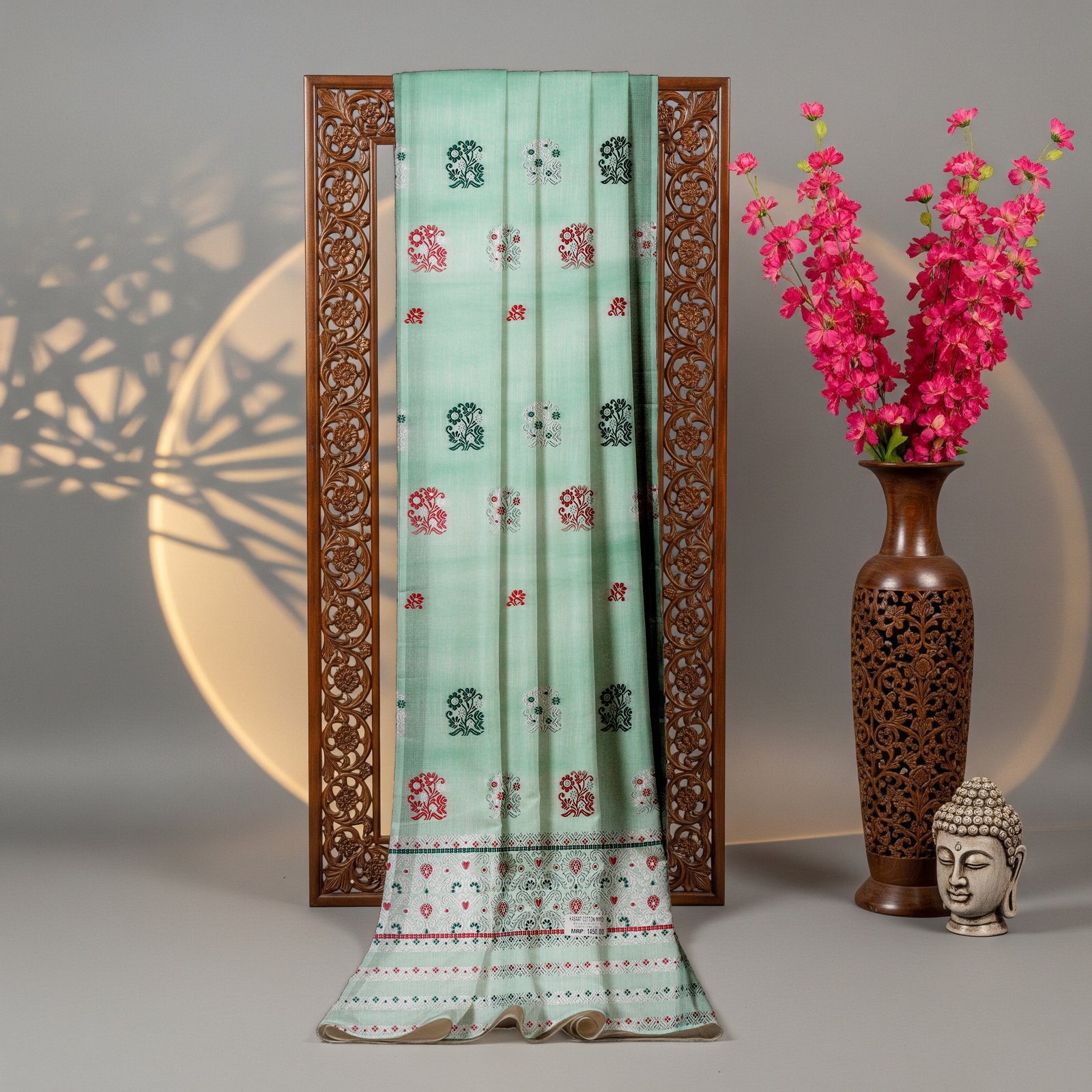 MMD Kesapat Cotton Sador Mekhela with unstitched Blouse piece - Image 2