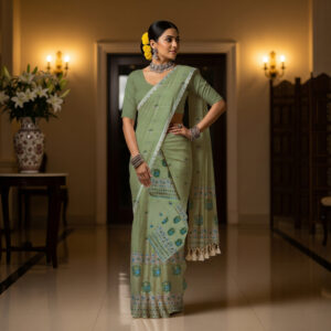MMD Kesapat Cotton Sador Mekhela with unstitched Blouse piece