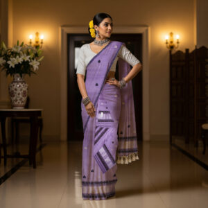 Handcrafted Masrised Cotton Sador Mekhela with unstitched Blouse piece