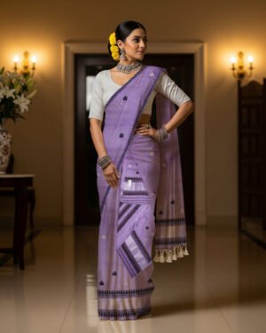 Handcrafted Masrised Cotton Sador Mekhela with unstitched Blouse piece