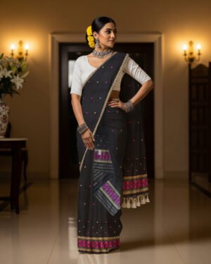 Handcrafted Masrised Cotton Sador Mekhela with unstitched Blouse piece