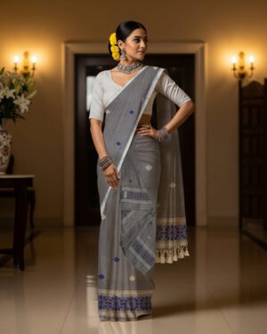 Handcrafted Masrised Cotton Sador Mekhela with unstitched Blouse piece