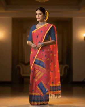 Handcrafted Nunee Cotton Sador Mekhela with unstitched Blouse piece