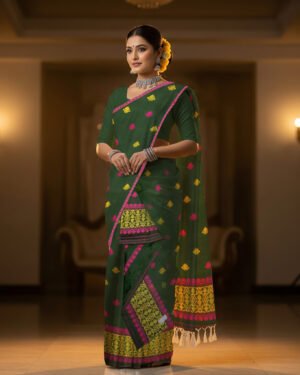 a Handmade Nunee Cotton Sador Mekhela with unstitched Blouse piece
