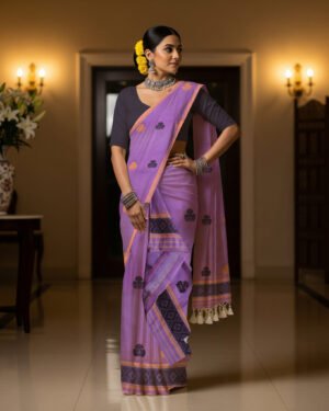 Handcrafted Silk Cotton Sador Mekhela with unstitched Blouse piece