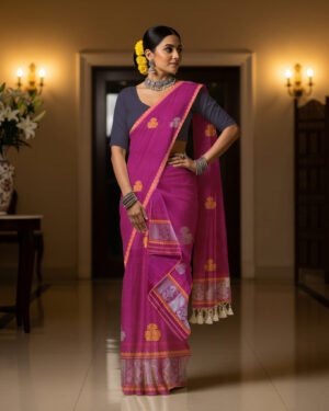 Handcrafted Silk Cotton Sador Mekhela with unstitched Blouse piece