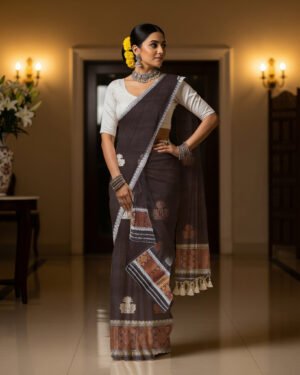 Handcrafted Silk Cotton Sador Mekhela with unstitched Blouse piece