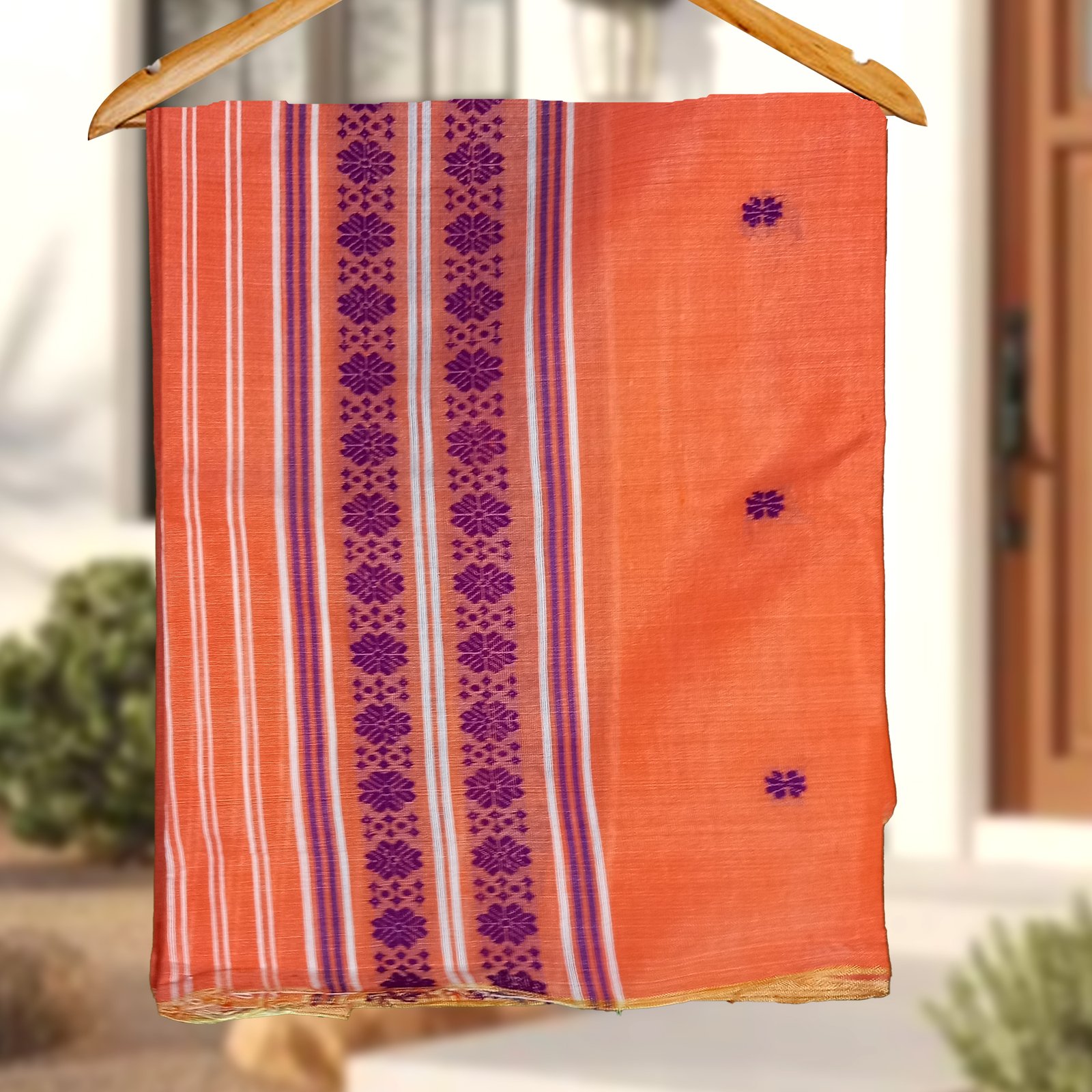 Handcrafted Silk Cotton Sador Mekhela with unstitched Blouse piece