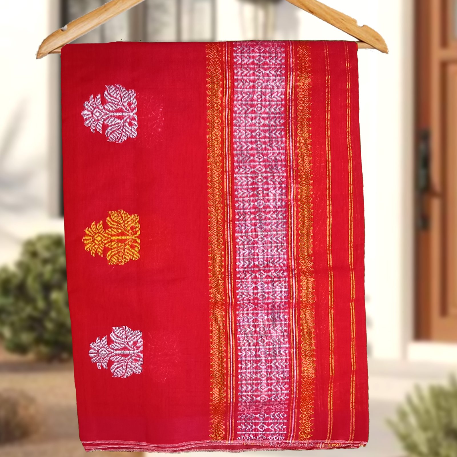 a Kesapat Cotton Sador Mekhela with unstitched Blouse piece