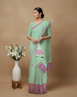 Handcrafted Kesapat Cotton Sador Mekhela with unstitched Blouse piece