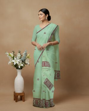 Handcrafted Kesapat Cotton Sador Mekhela with unstitched Blouse piece